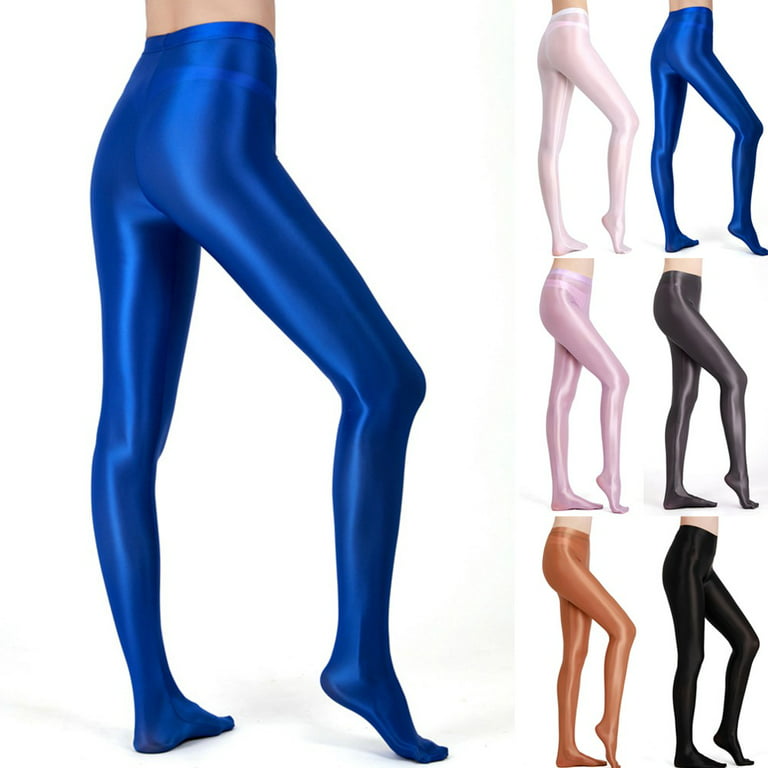 YIWEI Women Shiny Glossy Opaque Leggings Super Elastic Slim