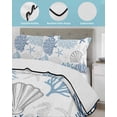 thumbnail image 4 of Quilts Twin-XL Size Bedding Set, Blue Grey Coastal Lightweight Quilted Comforter, Summer Beach Coral Shell Starfish Soft Reversible Bedspread Coverlet with Pillow Covers for All Season, 68" x 98", 4 of 7
