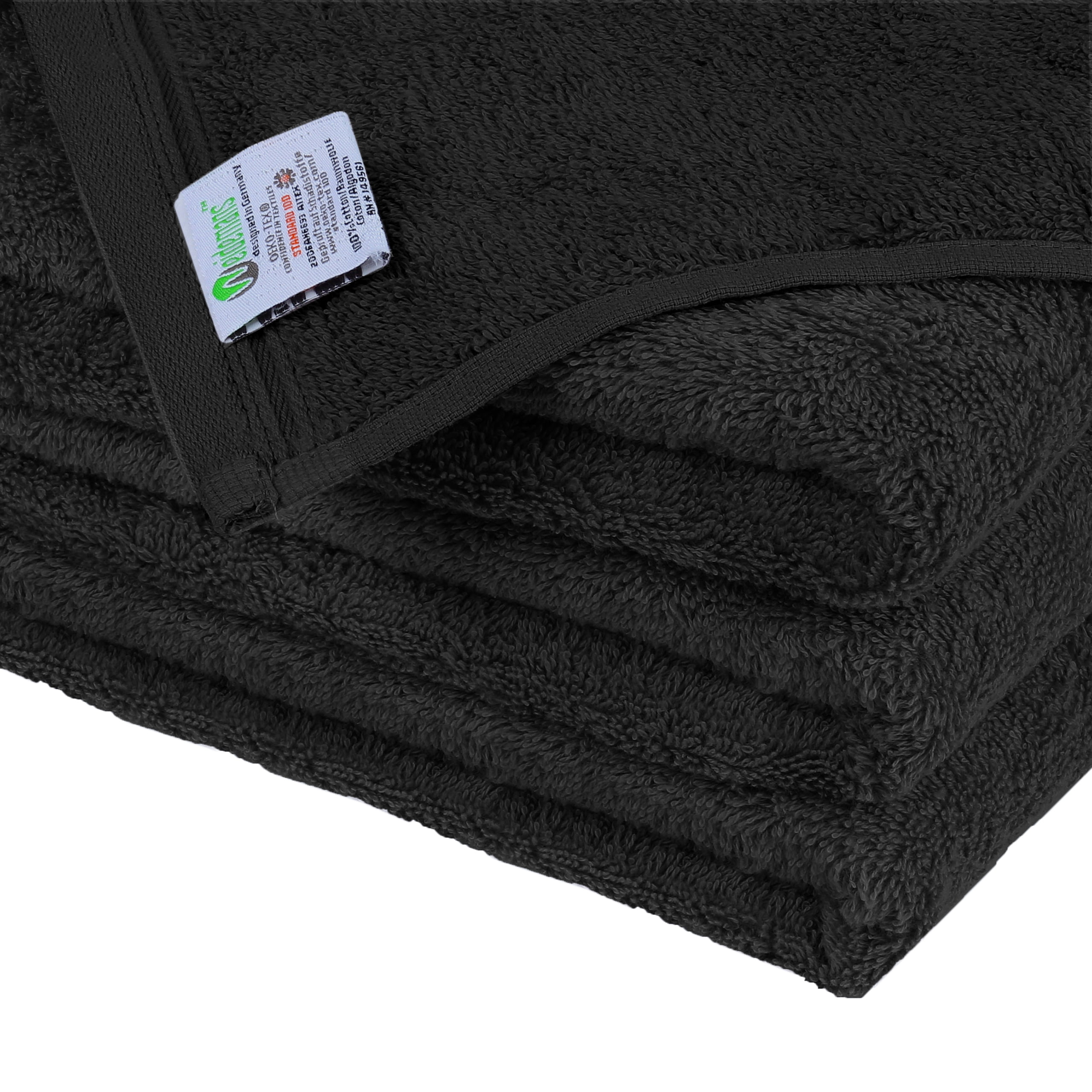 Weidemans 100% Cotton Washcloths 12 Pieces Towel Set | Fingertip Washcloth 13" X 13" | Towels for Bathroom, Hand, Kitchen, Cleaning | Machine Washable high Absorbency Bathroom Face Towels | Black