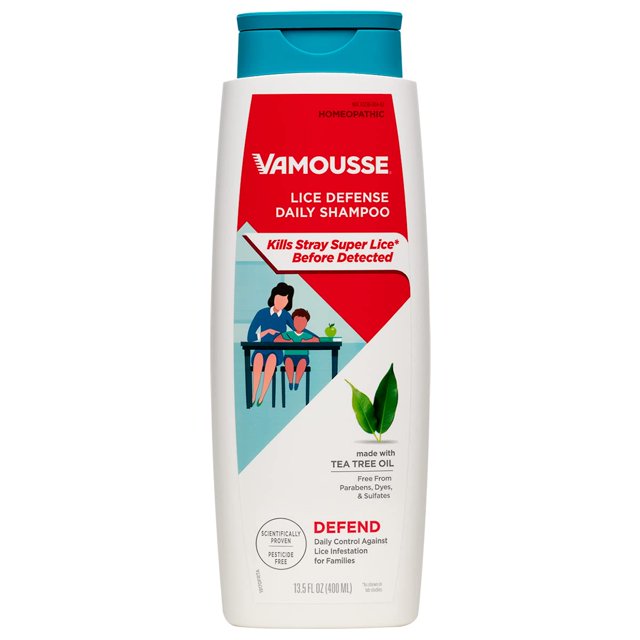 Champú Vamousse Head Lice Defense para uso diario, 400 ml, tamaño familiar