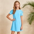 thumbnail image 2 of vigerkar Robes d'Été pour Filles T-Shirt Décontracté Col Ras du Cou Manches Pétales Robe de Vacances (Bleu Ciel, 7-8 Ans), 2 of 8