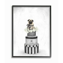 Stupell Industries Fashion Box Stack Pet Dog Gray Painting Framed Wall Art by Ziwei Li
