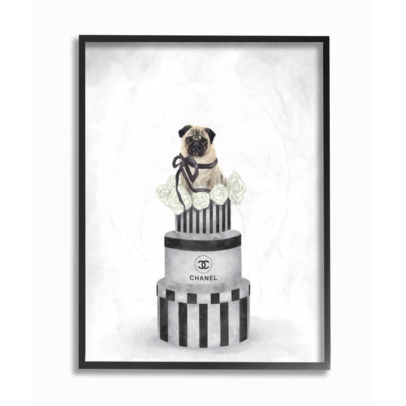 Stupell Industries Fashion Box Stack Pet Dog Gray Painting Framed Wall Art by Ziwei Li