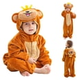 thumbnail image 2 of Lopecy-Sta ​Baby Hoodie Onesie 6-24M: Cozy Plush Romper w/ Crown Hood & Back Face Detail, Front Zipper Winter Pajamas Set, 2 of 9