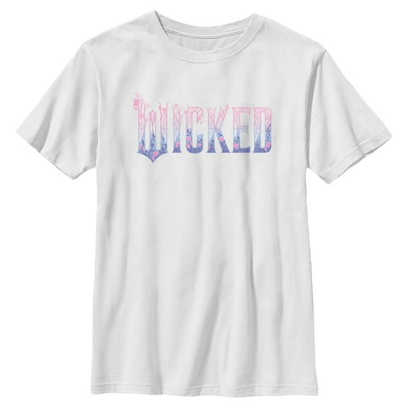 Boys Wicked: For Good Floral Pink and Purple Logo T Shirt