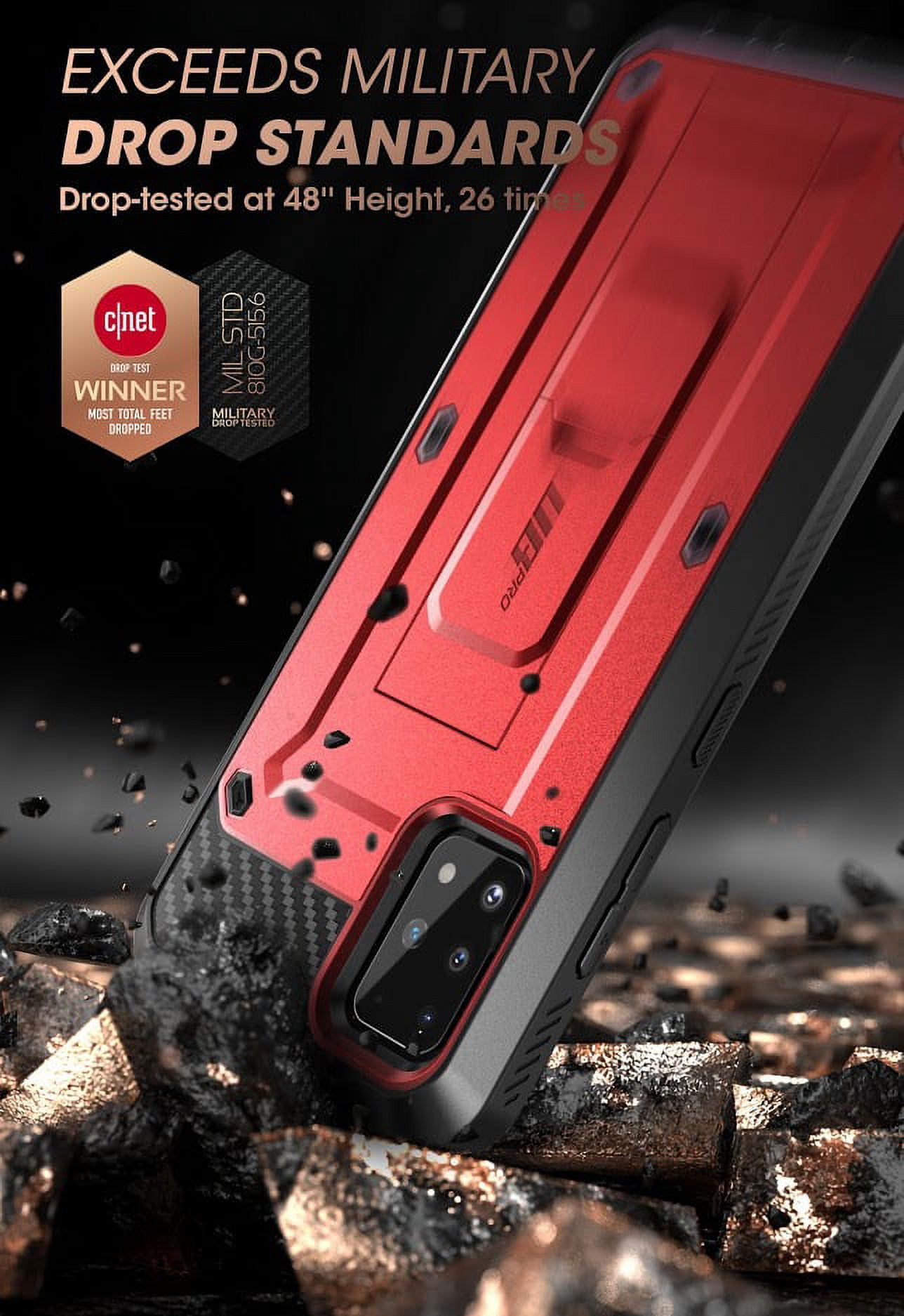 SupCase Unicorn Beetle Pro Series Designed for Samsung Galaxy A51 Case (Not Fit A50), Full-Body Rugged Holster & Kickstand Case with Built-in Screen Protector (Ruddy)