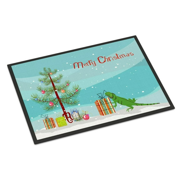 Carolines Treasures CK4544MAT Iguana Merry Christmas Door Mat Indoor Rug or Outdoor Welcome Mat 18x27 Doormat  27"L x