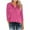 Hot Pink, variant on 3/4 Length Sleeve Womens Tops Loose Casual Raglan V-Neck Henley Tshirts Trendy Fall Basic Dressy Button Comfy Tunic Blouses