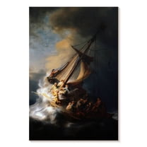 Elephant Stock Christ In The Storm On The Sea Of Galilee Wall Art - Vertical Canvas Wall Art - Living Room Wall Decor - Nautical Canvas - Brown And Blue Decor By Rembrandt - 26" x 39"