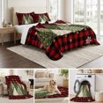 thumbnail image 6 of Quilts Twin XL Size Bedding Set, Red Christmas Lightweight Quilted Comforter, Green Xmas Trees Snowflake Rustic Plaid Soft Reversible Bedspread Coverlet with Pillow Covers for All Season, 68" x 98", 6 of 9