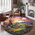 thumbnail image 2 of Circle Area Rug, Windmill Cute Design Washable Non-Slip Floor Carpet, Soft Rug for Living Room Bedroom Decor 59 Inch, 2 of 6