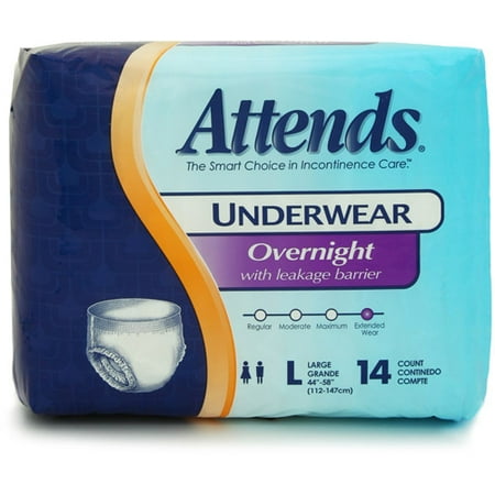 Attends Overnight Protective Underwear with Leakage Barriers, Large, 14 count