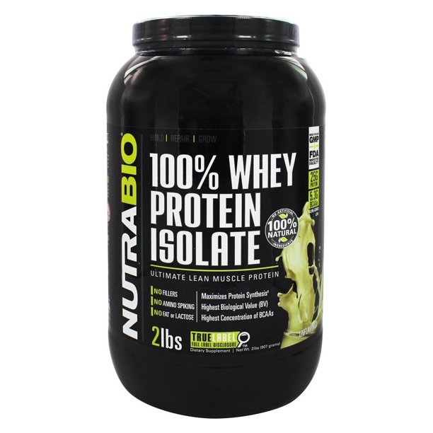 NutraBio 100 Whey Protein Isolate Unflavored 2 lbs.