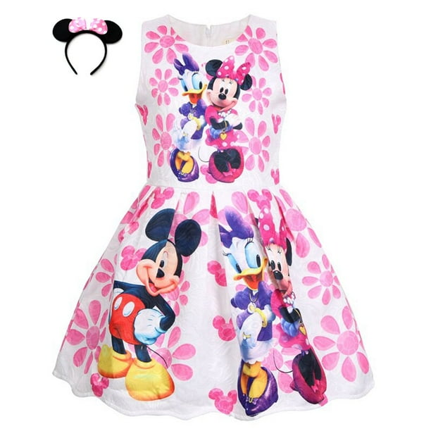 Mickey Minnie Mouse princesa vestido de dibujos animados bebé niños ropa niña Frozen Elsa chaleco vestido estampado chico algodón A-line Dress120cm Gao Jinjia LED