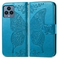 thumbnail image 7 of Allytech T-Mobile REVVL 6 5G Flip Wallet Case, Luxury PU Leather [Butterfly & Flower Embossed] Magnetic Clasp Stand Case Built-in Card Slots & Cash Pocket, Shockproof Wrist Strap Case, Blue, 7 of 7