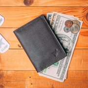 Top Grain Leather Wallet L-Fold ID Card Case Holder Wallet RFID Blocking Wallets for Men