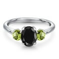 thumbnail image 3 of Gem Stone King 2.26 Ct Oval Black Sapphire Green Peridot 925 Sterling Silver Ring (Size 7), 3 of 6
