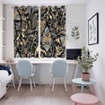 thumbnail image 5 of Black Floral Kitchen Curtains 63 Inch Length, Boho Botanical Vintage Paisley Flower Grommet Top Bedroom Living Room Curtains, Light Filtering Cafe Curtain Drapes 2 Panels Set 104''x63'', 5 of 9