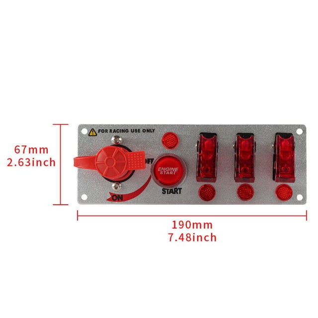 12 Volt Ignition Switch Panel For Racing Car Push Button Switch Panel With Relay Kit-.
