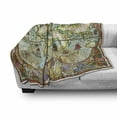 thumbnail image 3 of Watercolor Soft Flannel Fleece Throw Blanket, Vintage World Map Antique Grunge Drawings Mystic Adventure Discovery, Cozy Plush for Indoor and Outdoor Use, 50" x 60", Multicolor, by Ambesonne, 3 of 6