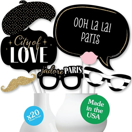 Highcool Big Dot of Hpin Stars Over Paris - Parisian Themed Party P Booth ps, European Flair for Parties, Fren Themed P Booth ps - 20 Ct