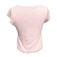 thumbnail image 5 of Duojiaj Women Square Neck Peplum Top Y2K Short Sleeves Tie Up Front Ruffle Teen Girls Crop Tee, 5 of 5