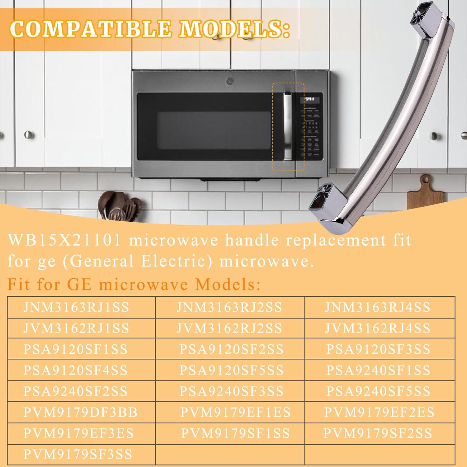 WB15X21101 Microwave Door Handle Replacement for  Appliances,  Fit,  Stainless Steel