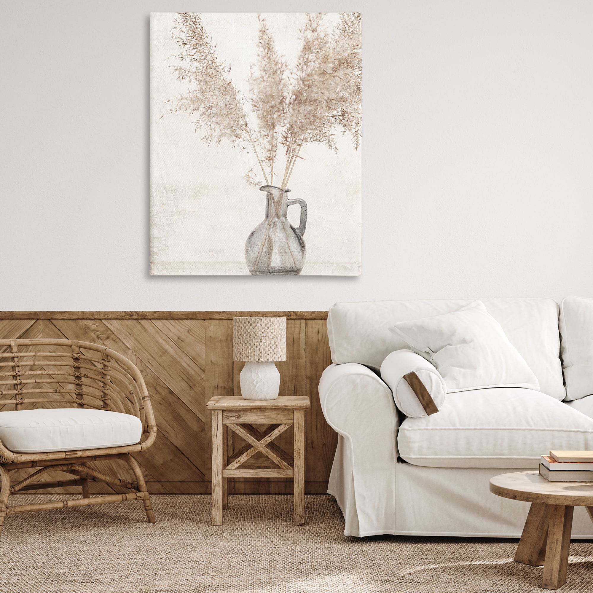 Stupell Industries Organic Pampas Vase Botanical & Floral Painting Gallery Wrapped Canvas Art Print Wall Art, 36 x 48