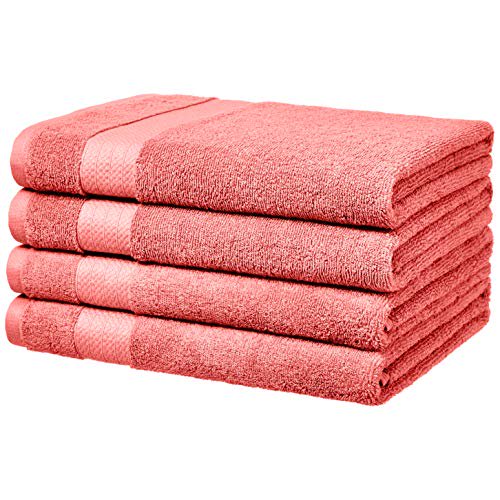Basics Performance Bath Towels, Set of 4, Coral Pink