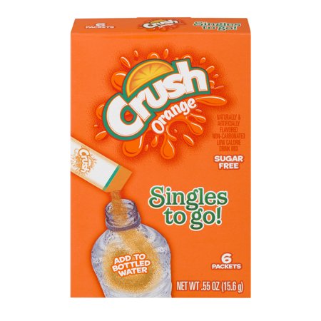 Crush Singles To Go! Low Calorie Drink Mix Sugar Free Orange - 6 PK, 0.55 OZ