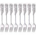 thumbnail image 1 of 5" Small Dessert Forks,Stainless Steel Rose Handle 8pcs Silver, 1 of 2