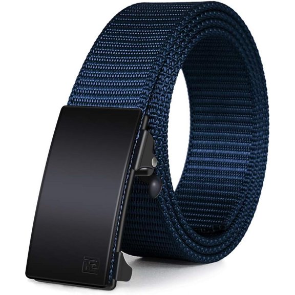 Men's Ratchet Web Belt,1.25 inch Nylon Automatic Buckle Belt,No Holes Invisible Belt for Men