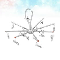 Masteelf Stainless Steel Foldable Clothes Hanger with 16pcs Clips for Home Laundry Bedroom Anti Skid Drying Rack Hook