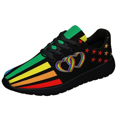 

Rainbow Pride Shoes for Men Women Unisex Fashion LGBT Gay Sneakers Lightweight Breathable Running Shoes Gift for Her Him Black Size 3.5