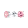 thumbnail image 1 of 1 CT Solitaire Rond Rose AAA CZ Boucles d'Oreilles pour Femmes Topaze Simulée Vis Arrière Argent Sterling.925 8MM, 1 of 6