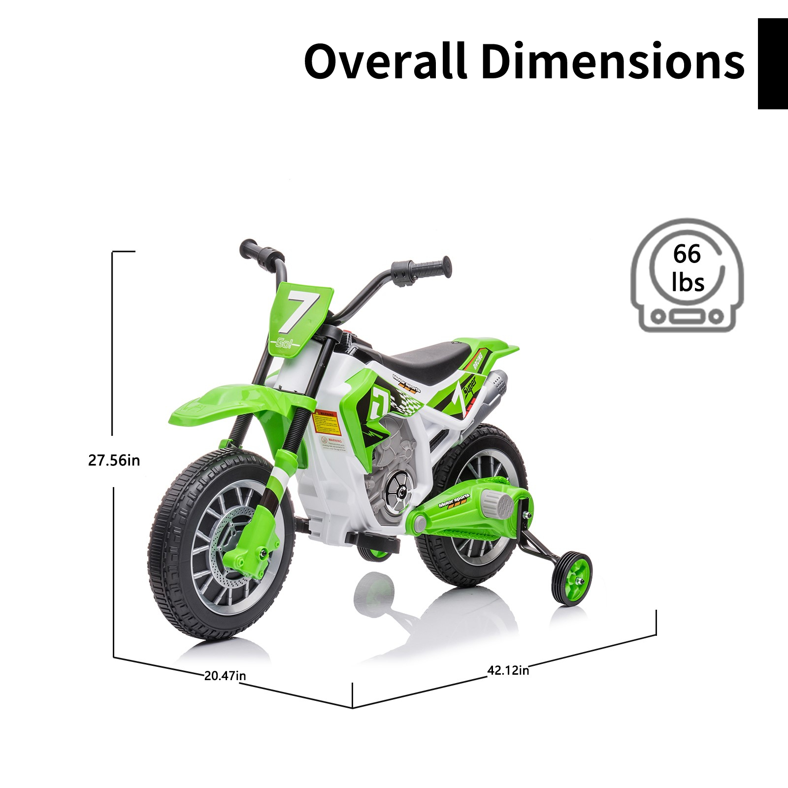 LUIBAS 12V Kids Ride On Electric Motorcycle, Battery Powered Electric Dirt Bike, Off-Road Street Bike Ride on Car with Training Wheels, Spring Suspension, High/Low Speeds, Built-in Music, Green