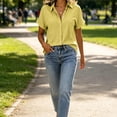 thumbnail image 5 of Enjoytime Button Down Shirts for Women Collared Short Sleeve Work Shirts Solid Color Dressy Business Casual Tops, 5 of 6