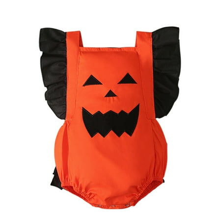 EnJoCho Kids Halloween Bodysuit - Adjustable Strap Romper Jumpsuit Unisex Baby Clothes for Boys Girls Pumpkin Theme Party Outfit 0-12 Months