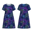 thumbnail image 3 of Bixox Robe d'Été à Manches Courtes pour Femmes Robe Ample Longueur Genou avec Poches-Tortues, 3 of 7