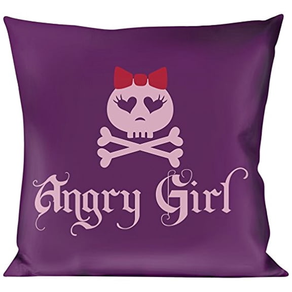 Buckle-Down Throw Pillow - Angry Girl Purple Pink