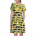 thumbnail image 1 of Easygdp Orange and Lemon para Vestido Transpirable de Mujer, Vestido Suelto de Manga Corta con Pliegues y Bolsillos para el Verano, 1 of 6