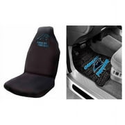 NFL Carolina Panthers 2 pc Front Floor Mats and Carolina Panthers Car Seat Cover Value Bundle