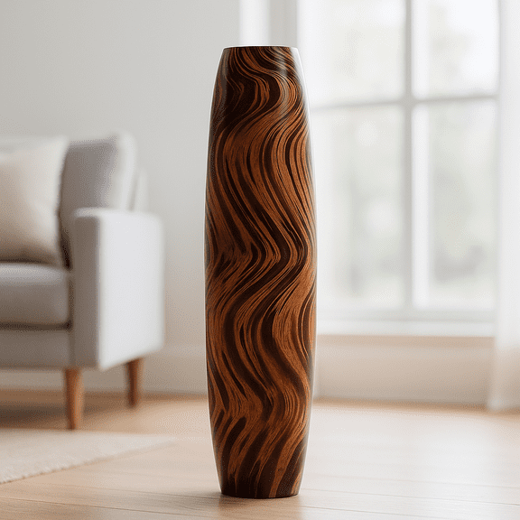 Leewadee Brown Wood Floor Vase - 34 inch Large Indoor Decorative Accent for Dried Flowers