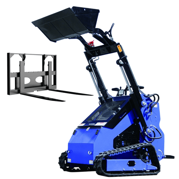 Stand-On Mini Skid Steer Loader with 23Hp EPA Gasoline Engine, With Pallet Fork, Standing-on Gasoline Crawler Skid Loader, Match Attachments, Used for Farm, Construction, US In Stock