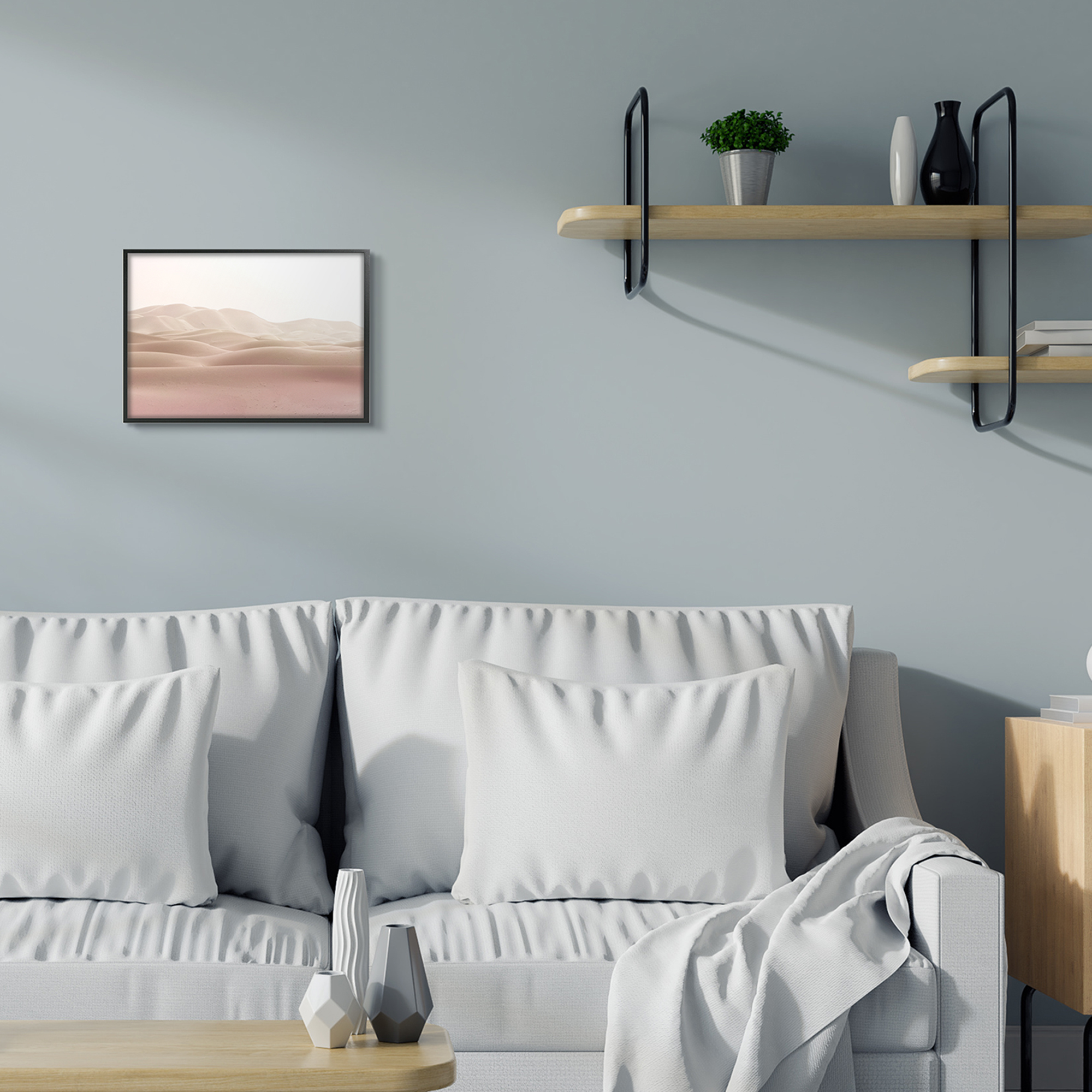 Stupell Industries Desert Sand Dunes Landscape Beige White Sky,11 x 14,Designed by Kim Allen
