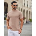 thumbnail image 3 of COOFANDY Mens Mock Turtleneck Sweater Short Sleeve Ribbed Knit Turtleneck Slim Fit Casual Sweater Soft, 3 of 5