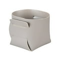 thumbnail image 2 of facefd PU Leather Storage Bag Solid Color Foldable Fashionable Scratchproof Key Earbud Remote Control Case Container Box Silver Grey, 2 of 9