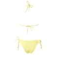 thumbnail image 5 of vigerkar Women's Two Piece Bikini Swimsuit Sexy Ribbed Triangle Top Bathing Suits String Cheeky Bikini Sets (Yellow, L), 5 of 9