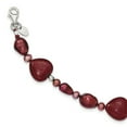 thumbnail image 1 of 925 Sterling Silver Red Jade Heart S Fw Cultured Pearl Bracelet Natural Stone Shell Wood, 1 of 6