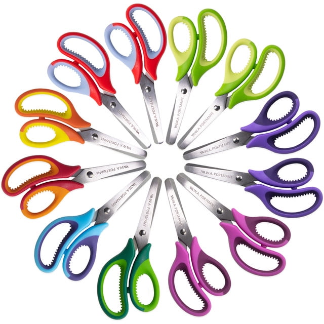 WA Portman Kids Scissors, Blunt Tip, 12 Pack of Scissors